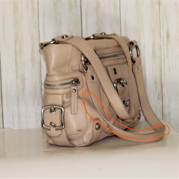 B. Makowsky Beige Leather Satchel/Shoulder Bag - Picture 5 of 12